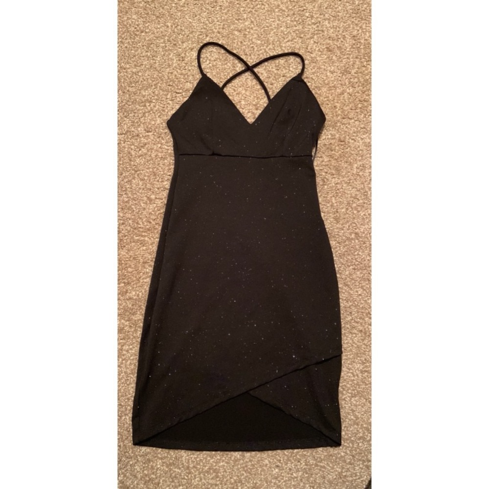Black glitter cocktail dress